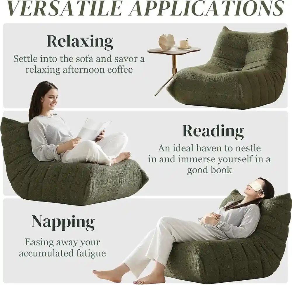Bean Bag Chair, Fireside Chair Bean Bag Sofa for Adults, Bean Bag Chairs for Teens