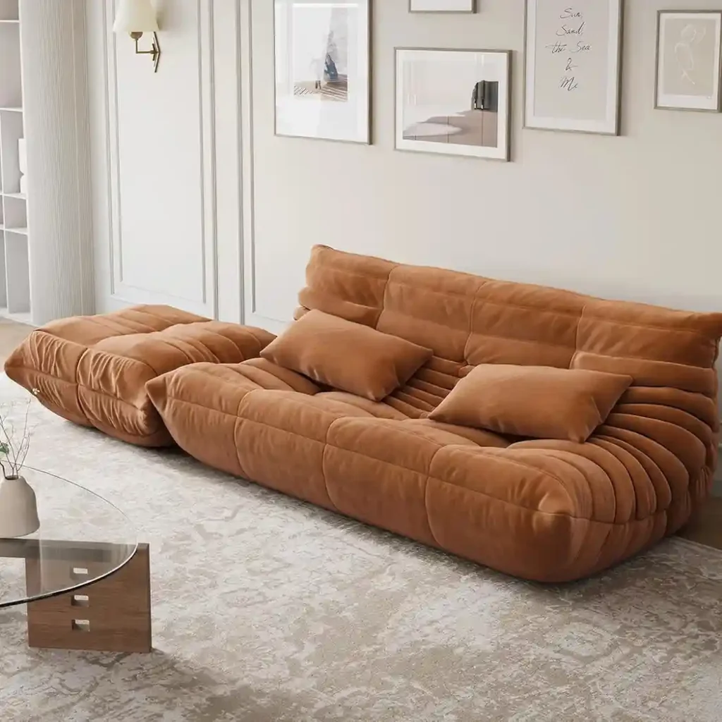 Garvee Bean Bag Couch, Oversized Fireside Chair Bean Bag Sofa with Ottoman