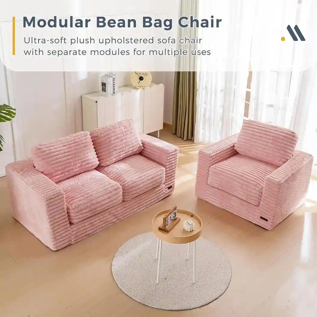 MAXYOYO Bean Bag Chair, Two-seat Bean Bag Sofa with Pillows and Armrests for Adults