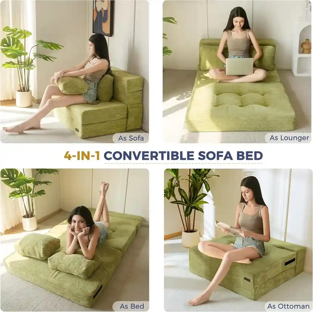 MAXYOYO Convertible Sofa Bed, Fold Out Loveseat Sleeper Sofa with Pillow