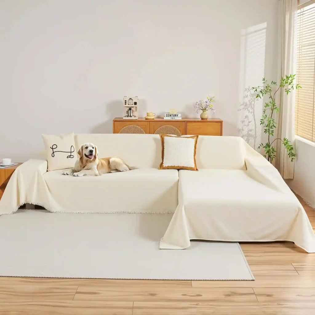 MYSKY HOME Couch Cover for Sectional Sofa, 2 Pieces Chenille Couch Covers for L Shape Sofa Cover