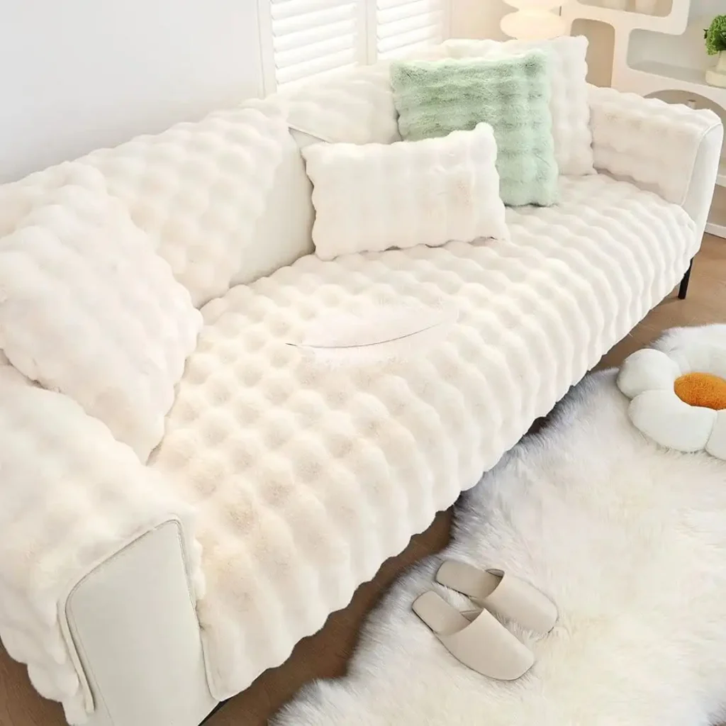 Soft Warm Faux Fur Couch Sofa Cover Thick Shaggy Fuzzy Sectional Couch Cover