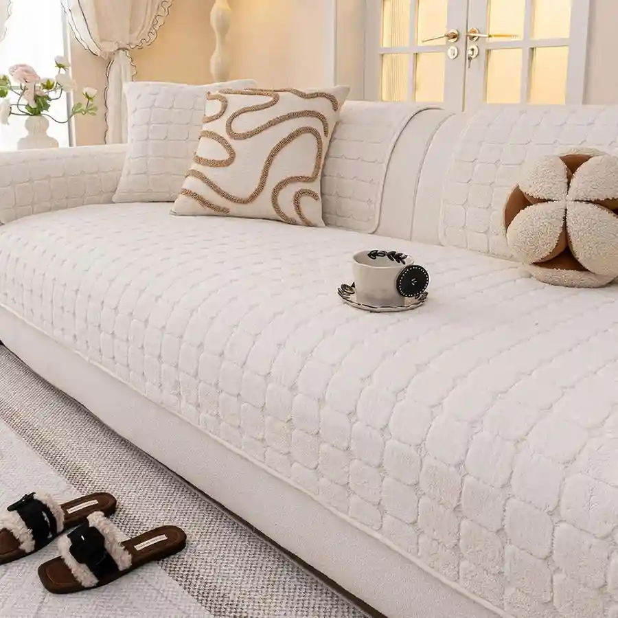 Velvet Sofa Covers Washable, Plush Warm Couch Cover for Single Seater Sofa