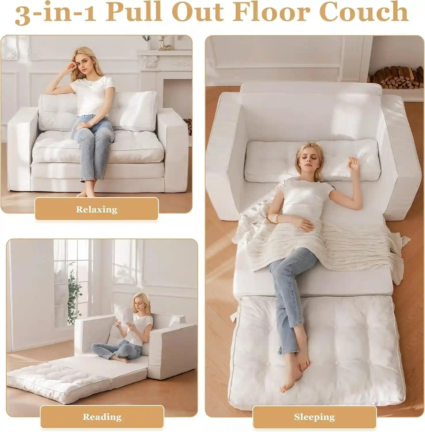 YOSHOOT Loveseat Sleeper Sofa,55 Convertible Sofa Bed Couch Futon Couches