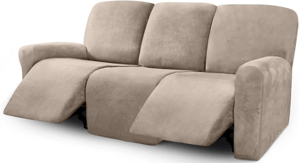 ULTICOR Velvet 8-Pieces Recliner Sofa Covers Stretch Reclining Couch Covers for 3 Cushion Reclining Sofa Slipcovers Furniture Covers Thick Soft Washable